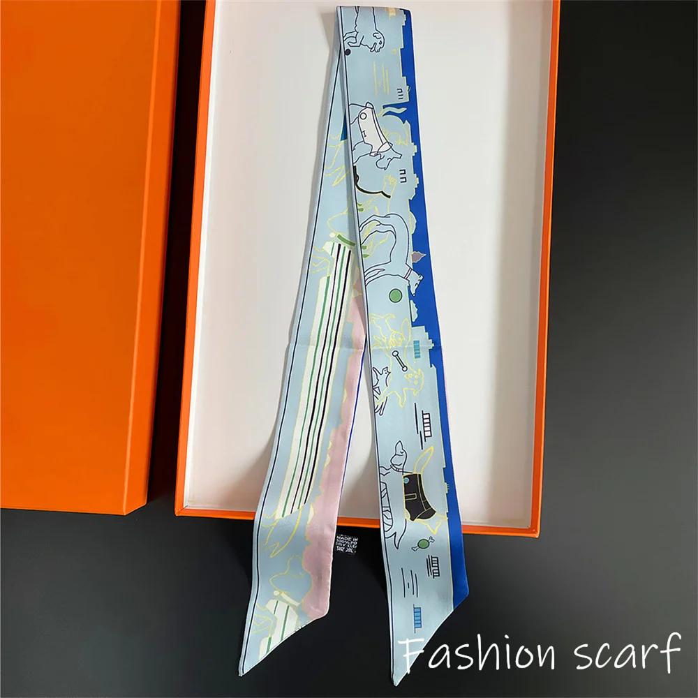 Koreanische Sommer Neue Luxuriöse Überprüfen Weibliche Dekoration Twill Lange Band Bindung Tasche Seide Band Haar Gürtel Heißer Verkauf Kleine Schal