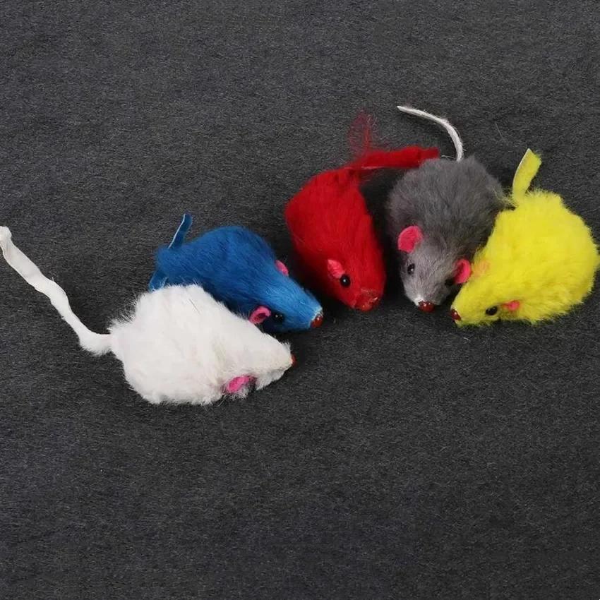 12 Pezzi Mouse Pelo Vero Misto Caricato Gatto Interattivo Gattino Giocattoli Gatti Da Catturare Masticare Con Suono Animale Domestico Gatto Giocattoli Forniture
