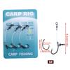 3pcs European-Style Carp Fishing Hooks With Bent Shank Anti-Weed Design High-Carbon Steel Rubber Bead Float Rig