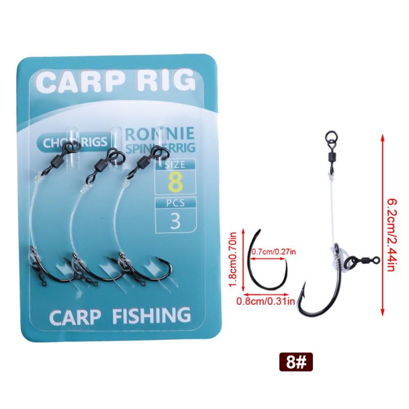 3pcs European-Style Carp Fishing Hooks With Bent Shank Anti-Weed Design High-Carbon Steel Rubber Bead Float Rig