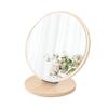 Wooden Foldable Tabletop Makeup Mirror with High-Definition Surface for Dorm or Home Use.
