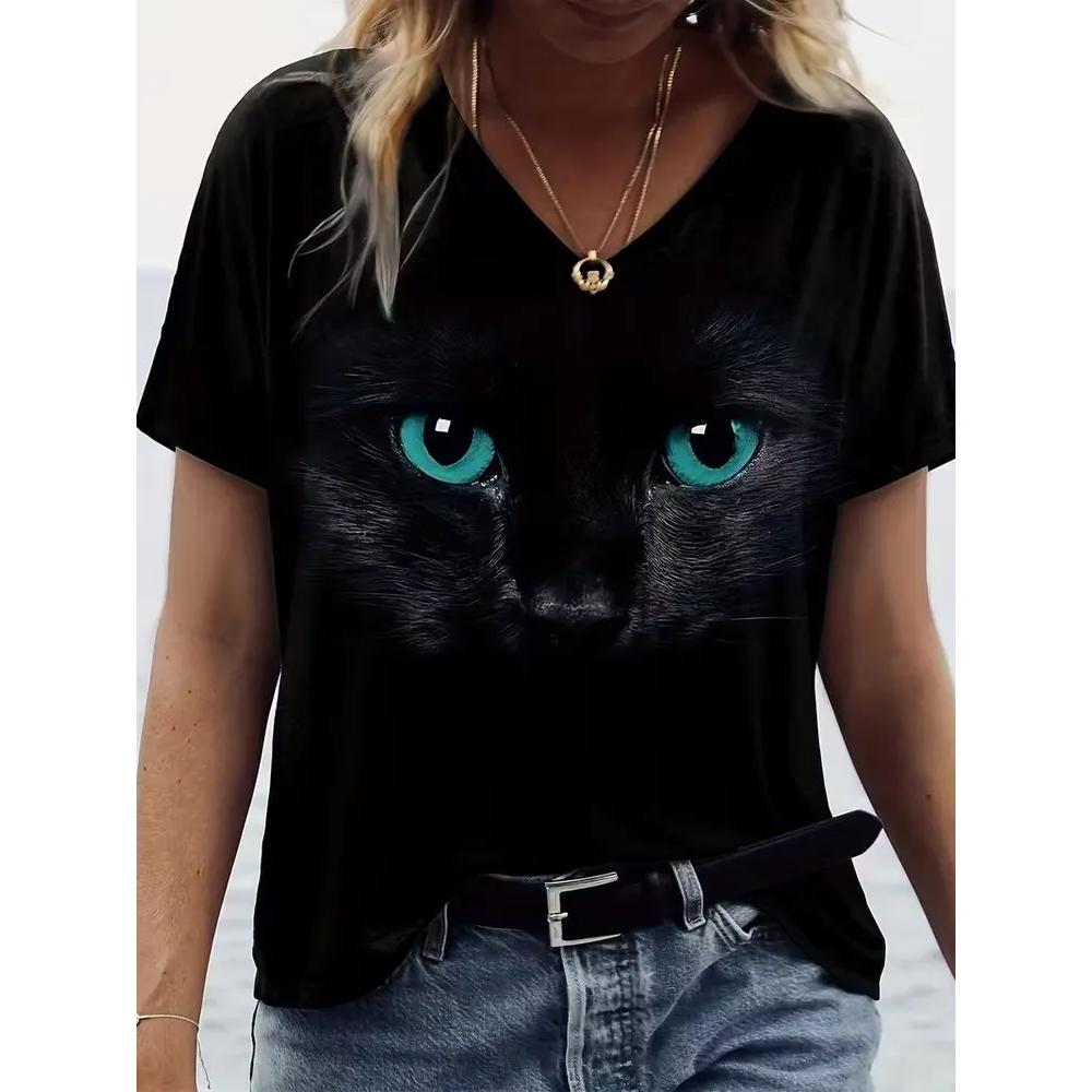 Fashion Versatile Women's V-Neck Top Casual Comfortable Short Sleeve T-Shirt Daily T-Shirts Women’s