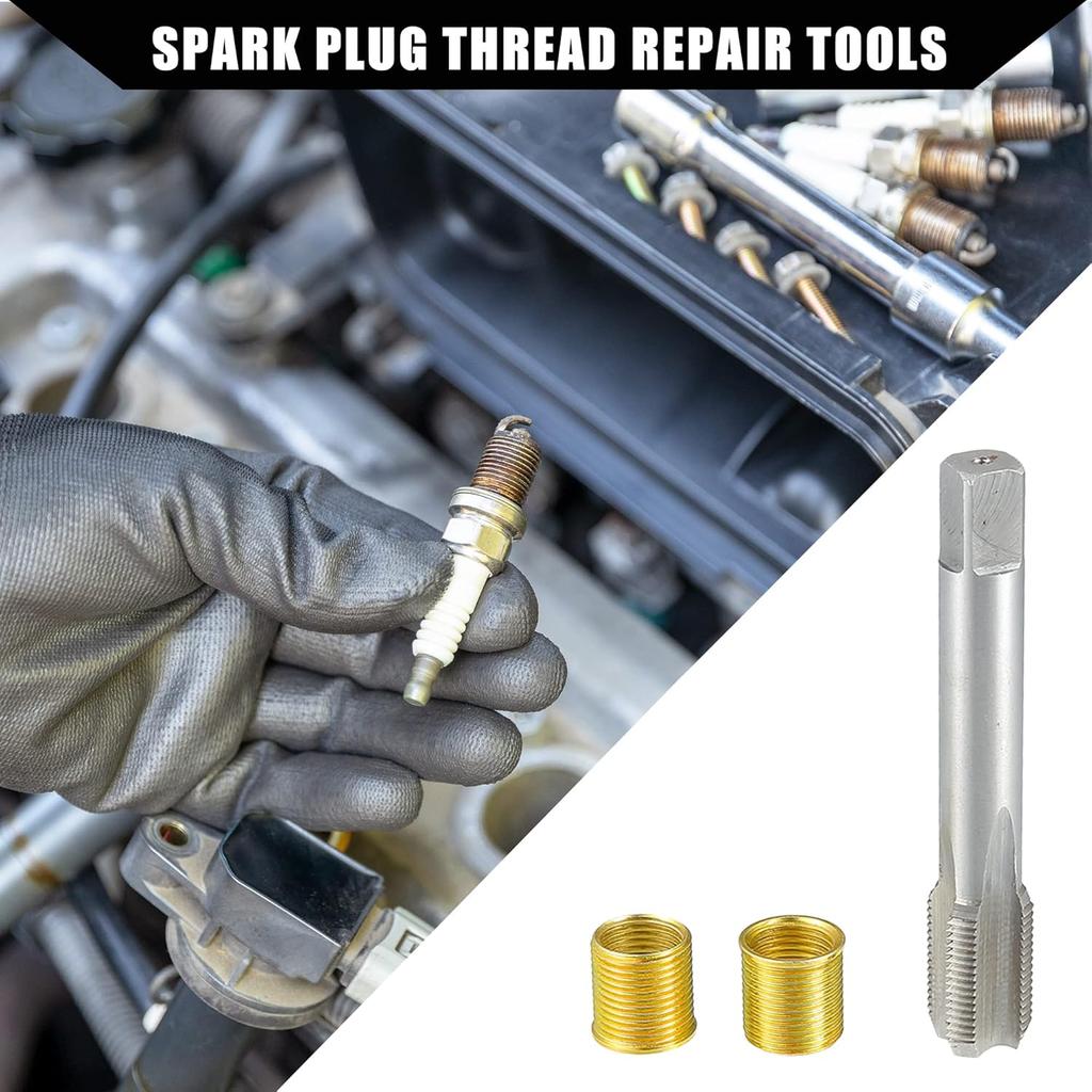Outer/Universal Spark Plug Thread Repair Tools with M14x1.25 Inner Inserts and M16x1.25 Tap/High Speed Steel Tap Spark Plug/Durable/Metal / 1
