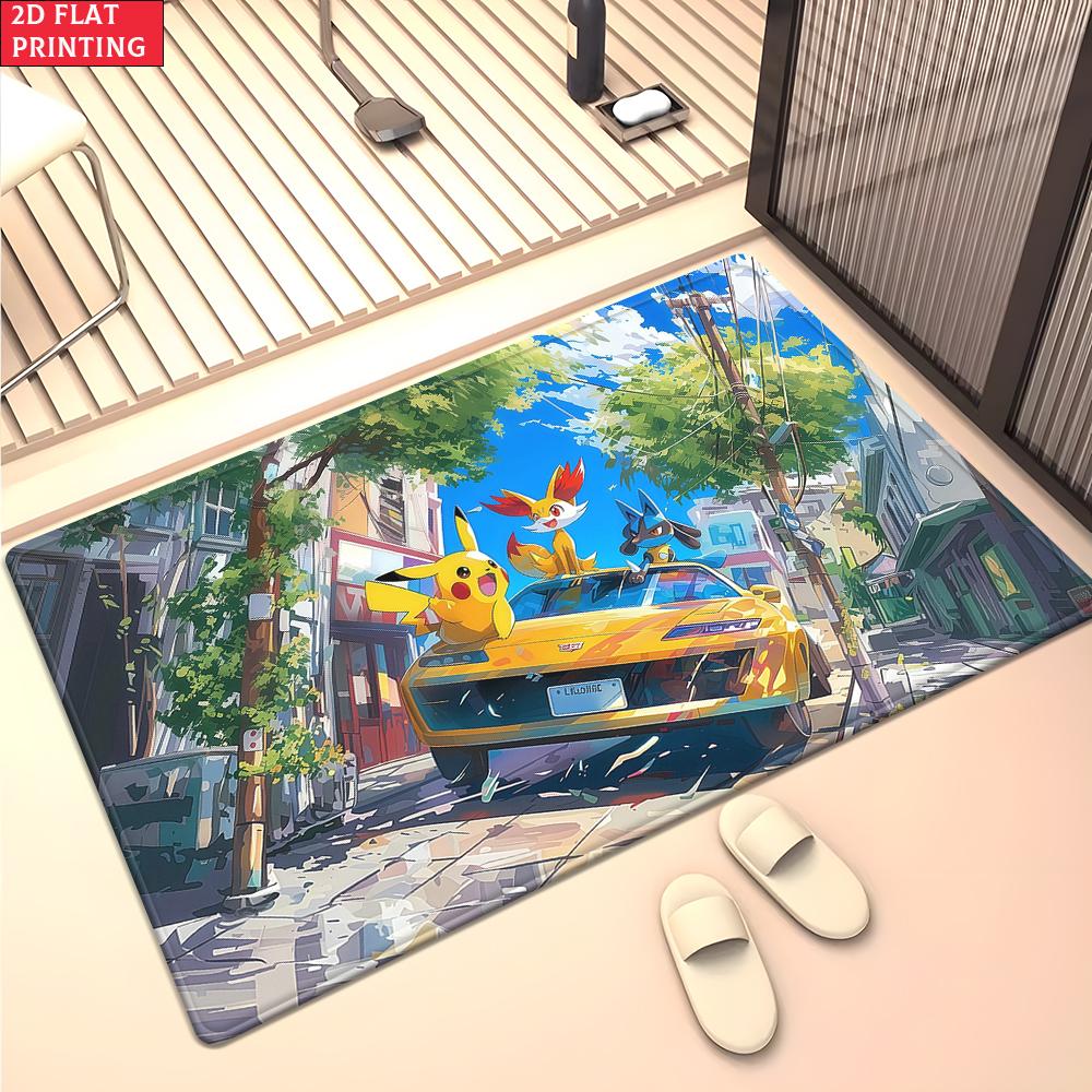 Anime Style Moon & Psychic Fox Area Rug Non Slip Soft Floor Mat For Gaming Room Living Room Bedroom Decor Washable Carpet