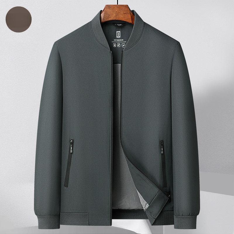 Giacca trendy da uomo nuova autunnale da uomo con colletto da baseball tinta unita cerniera uniforme da baseball da papà giacca business casual da uomo