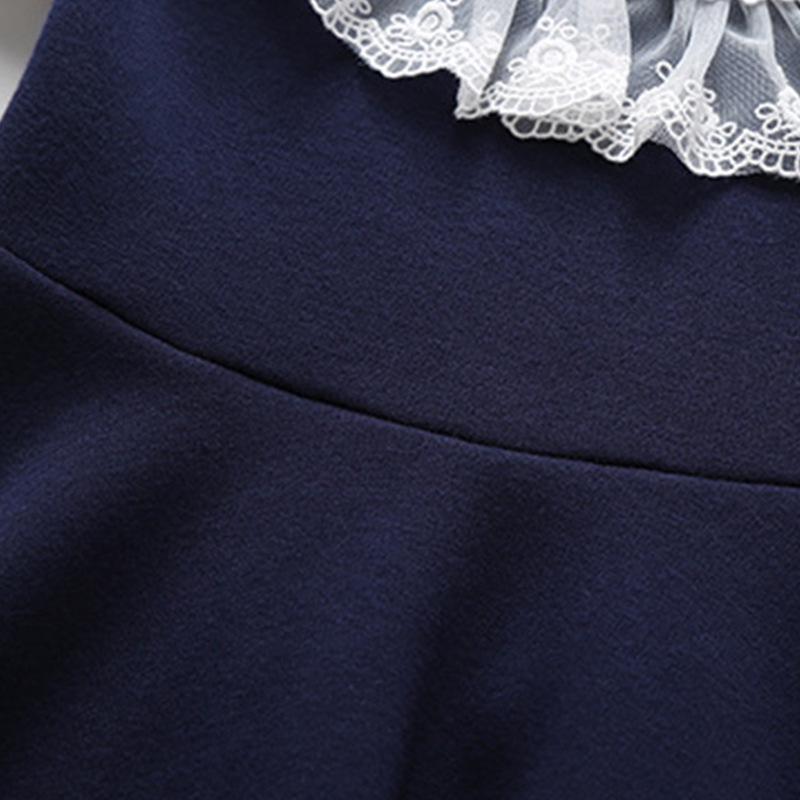 1129 Sukienka księżniczki z długim rękawem i koronką dla dziewczynek w wieku 4-13 lat, wiosenno-jesienny koreański styl szkolny