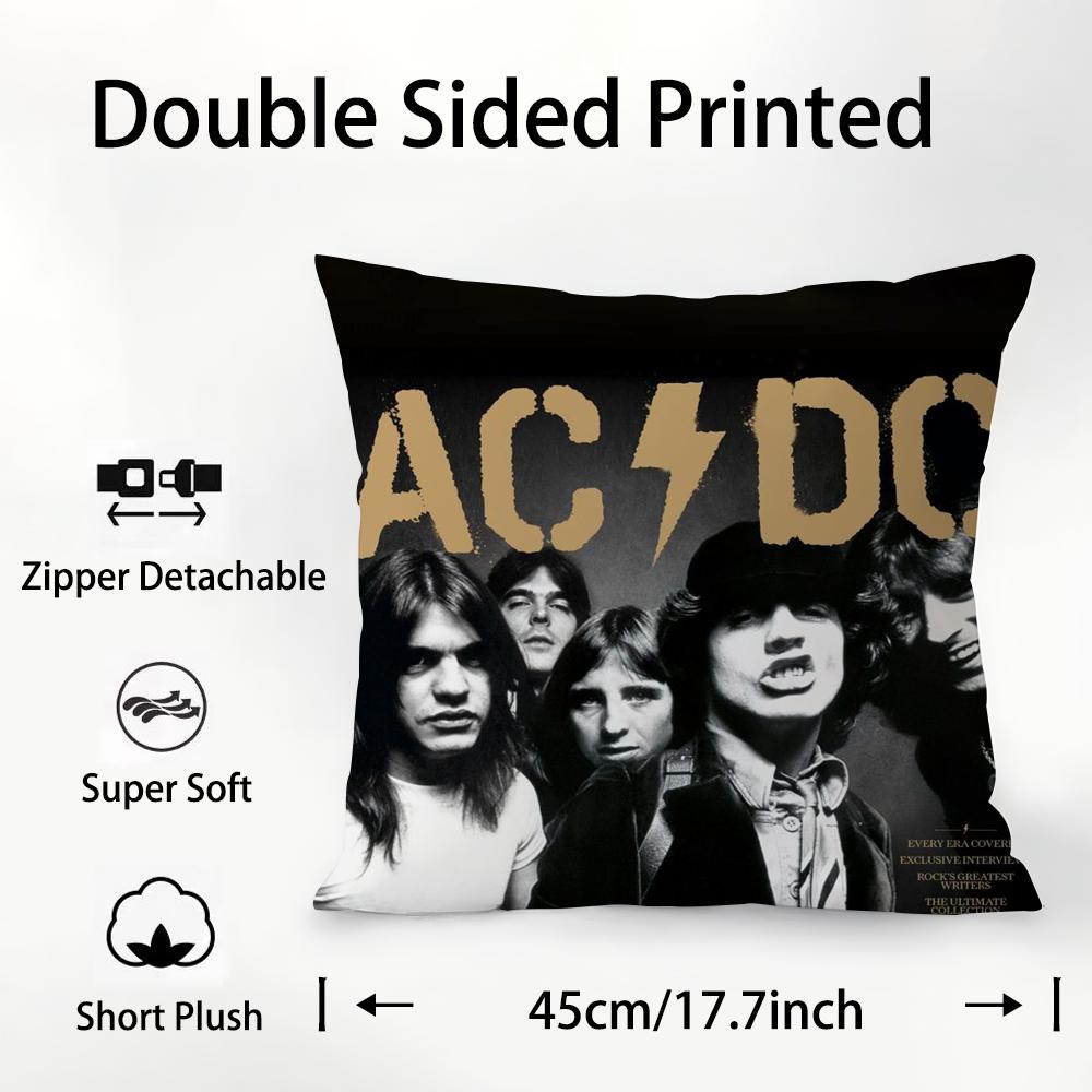 A-AC D-DC Back In Black Pillow Case Plush Fabric Soft Double Sided Print Sofa Cushion Cover Throw Pillow Covers