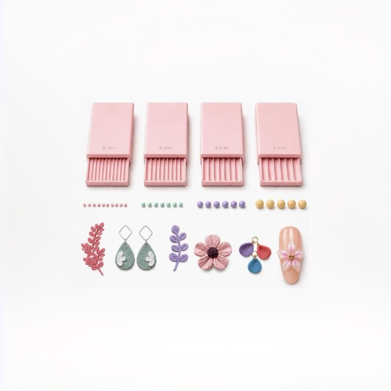 Nagelkunst Perlenroller 4-teiliges Set 3D-Druck Ton Gel Ball Herstellungswerkzeug 2-5 mm Größen für Maniküre zu Hause Tägliche Anwendung