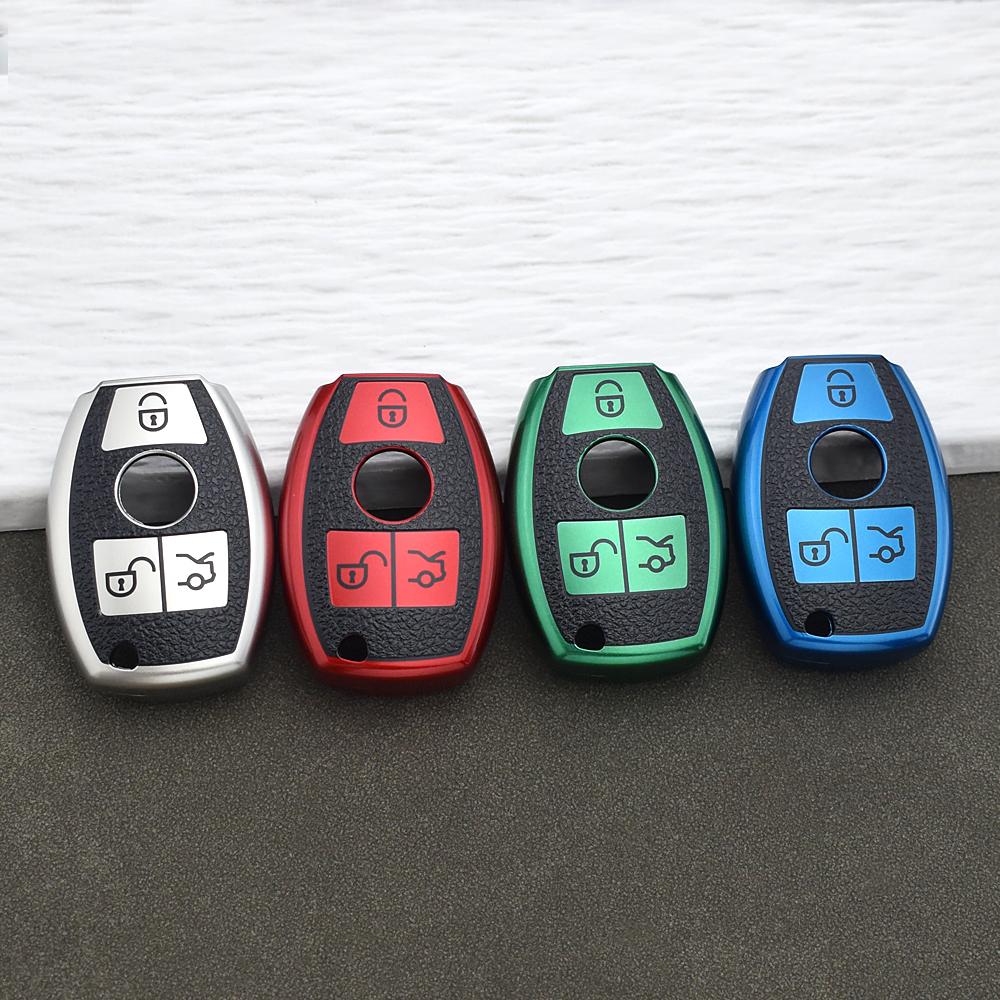 Soft Tpu Leather Remote Key Cover For Mercedes Benz A/B/G/R Class Gla Glk Fit For W176 W204 W251 W463 Key Ring Keychain Set
