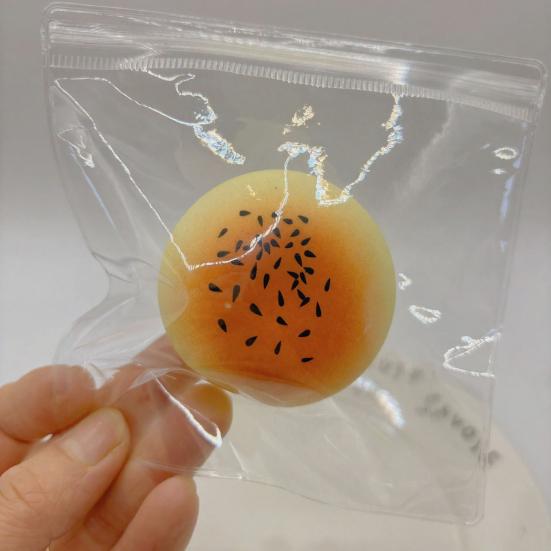 White Steamed Bun Squeeze Toy Stress Relief Slow Rising Egg Yolk Puff Sensory Toy Soft Stress Ball Stretchy Simulated Food Pinch Fidget Toy
