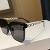 2PCS Chic Shining Sequins Link Chain Frame Over Sized Sunglasses for Women Men Trendy Shades Anti-radiation Eyewear