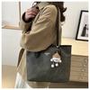 Simple Solid Color Tote Bag Women Large Capacity Faux Leather Shoulder Handbag Urban Commuter Bucket Purse