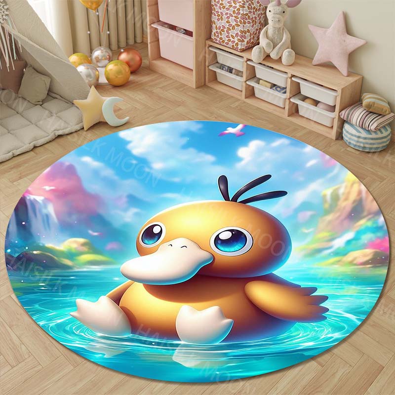 Multiple Styles Pokemon Psyduck Round Rugs for Living Room Bedroom Floor Mats Kids Room Sofa Chair Mat Carpet Home Decor