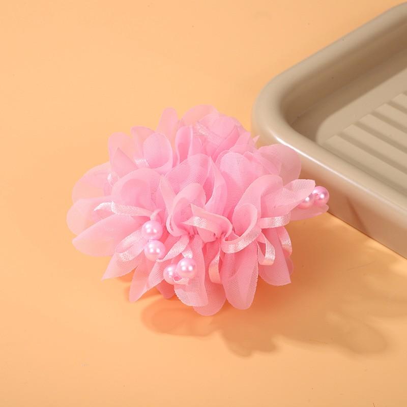 Children's Cute Head Flower Pearl Princess Little Girl Ball Hair Rings Circle Rubber Band Styling Tools Accessories