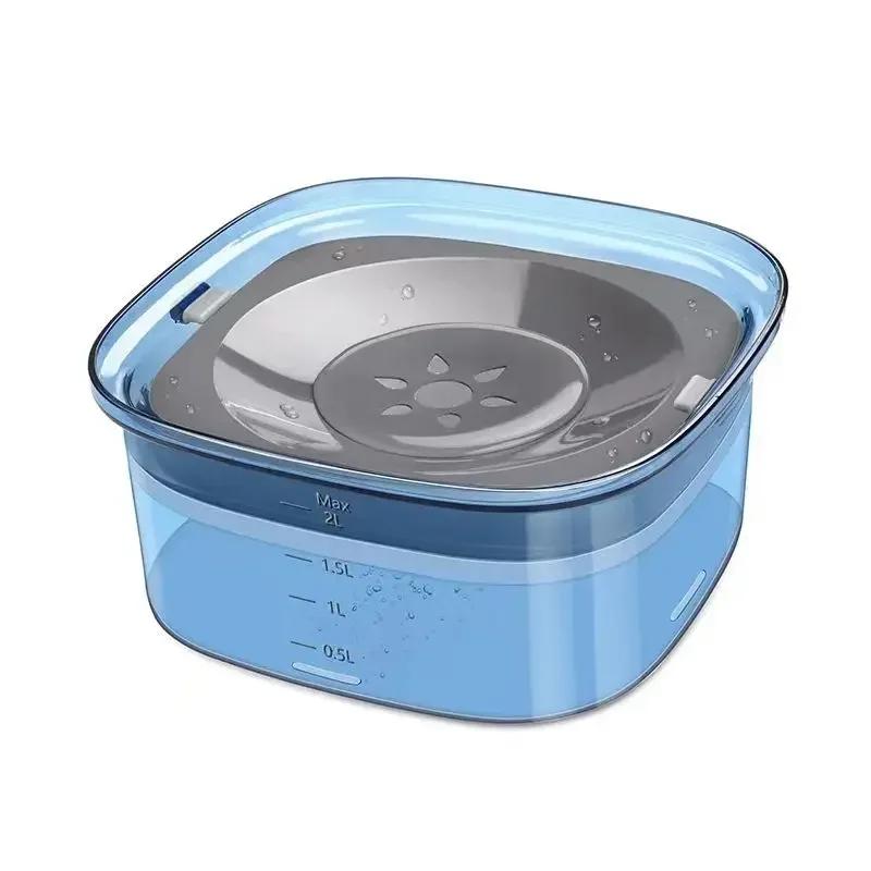2L Anti Bowl Splash Dripless Dispenser Drinking Bowl Water Water No Mess Slow Proof Dog Cat Refill, Reduce Pet Spill