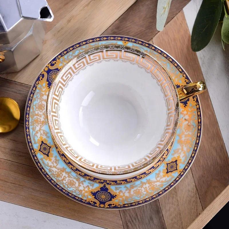 Creative Fashion Vintage Porcelain Teacup and Plate 200Ml Royal Ceramic Coffee Cup With Saucer with Your Logo