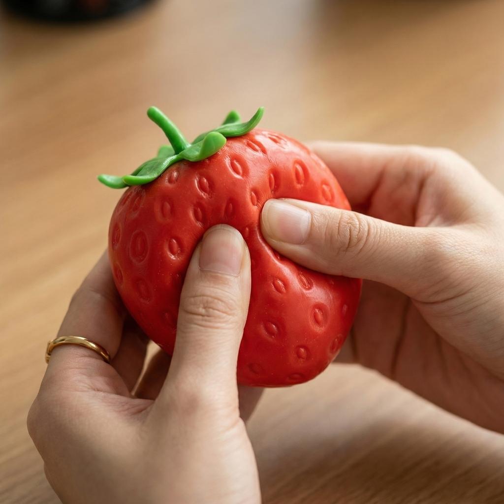 Strawberry Shape Slow Rising Toy Soft Stress Toy for Hand Exercise and Relaxation Gift for Adults and Kids