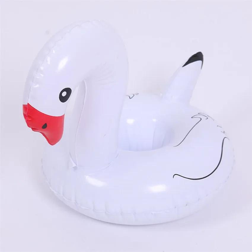 Mini Water Coasters Floating Inflatable Cup Holder Swimming Pool Drink Float Toy Inflatable Circle Pool Coasters Swan Flamingo