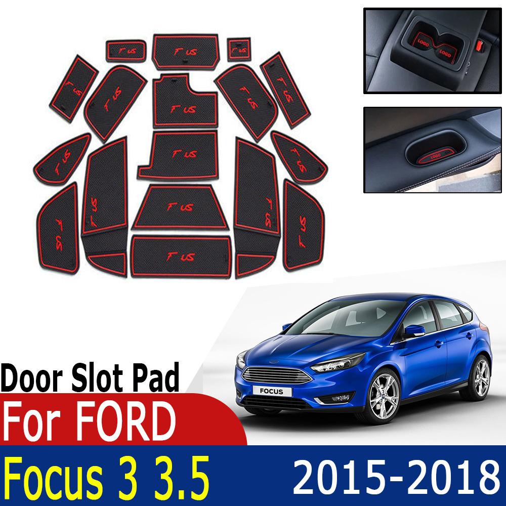 

Резиновый противоскользящий коврик с дверными пазами для Ford Focus RS 3 3,5 MK3 facelift ST 2018 2017 2016 2015, подставка для чашек, подстаканник для ворот