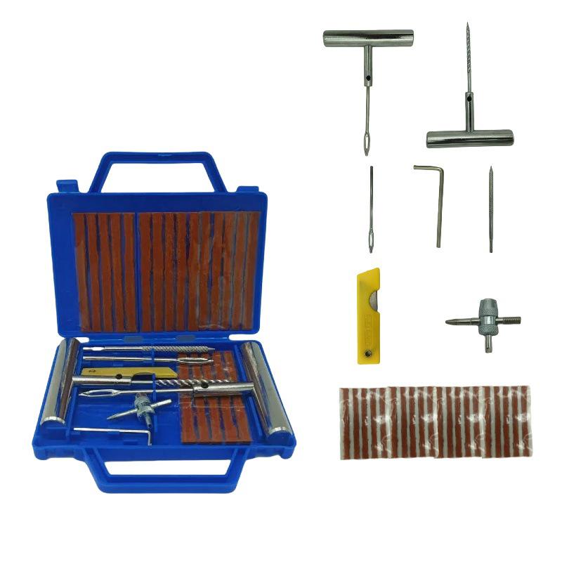 Tire Repair Kit: Quick, Easy, Iron Handle 28pc Vacuum Emergency Set for Home and Outdoor Use.