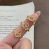 Light Luxury Dream Girl Heart Pink Love Colored Treasure Zircon Rabbit Wing Open Ring Starlight Stacked Index Finger Ring