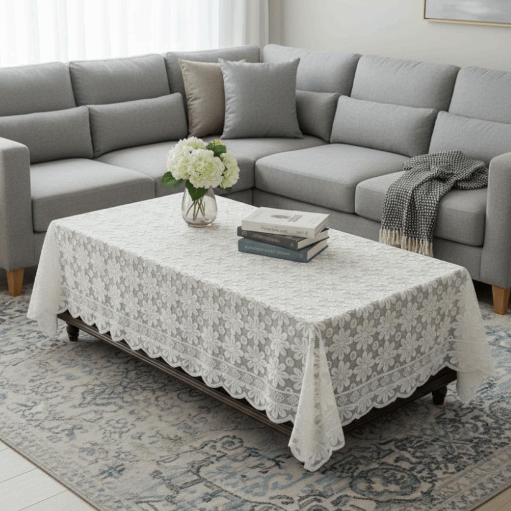 French Pastoral Style Floral Lace Tablecloth Rectangular Three-dimensional Relief Tea Table Tablecloth Hollow Thickened