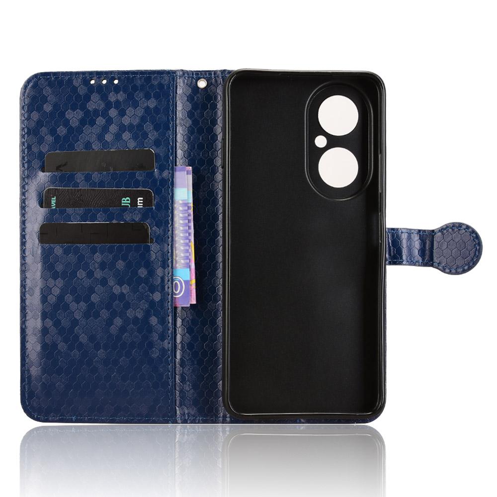 For Huawei Nova Y73 4G/Enjoy 80 Wallet Case Dot Pattern Imprint PU Leather Phone Cover with Wrist Strap