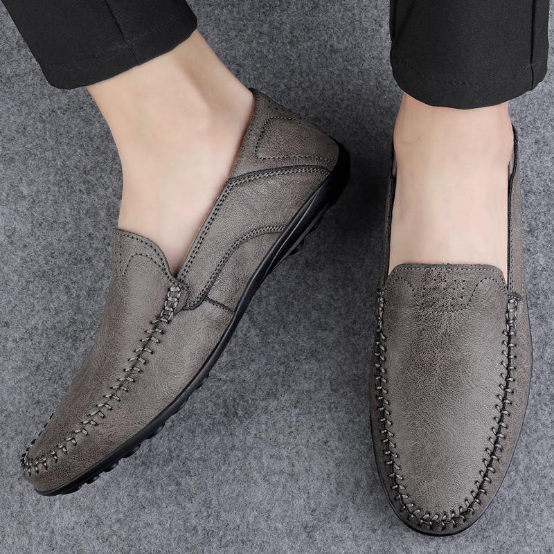 Men's Fashion Leather Shoes Four Season Soft Sole Non Slip Outdoor Plus Size Casual Leather Shoes Business Party Joker Tide Shoe