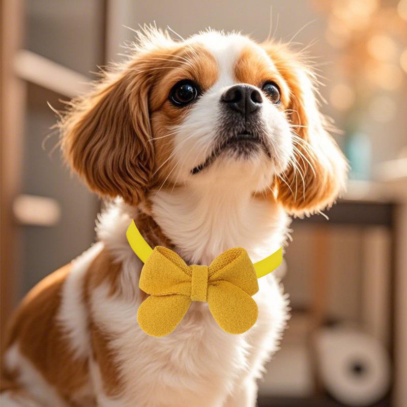 New Plush Bow Pet Collar Dog Decorative Bow Tie Adjustable Webbing Cat Neck Ring