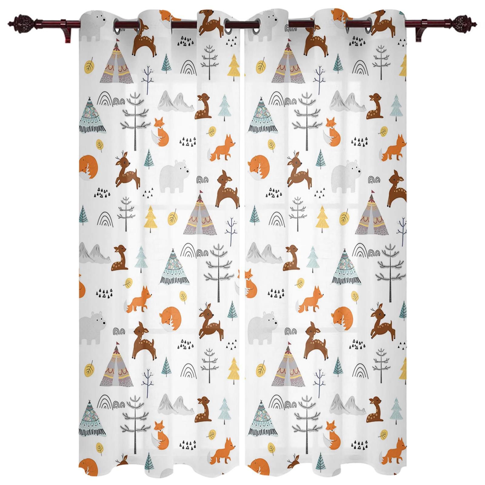 Шторы на окна с изображением красной лисы — фото 18