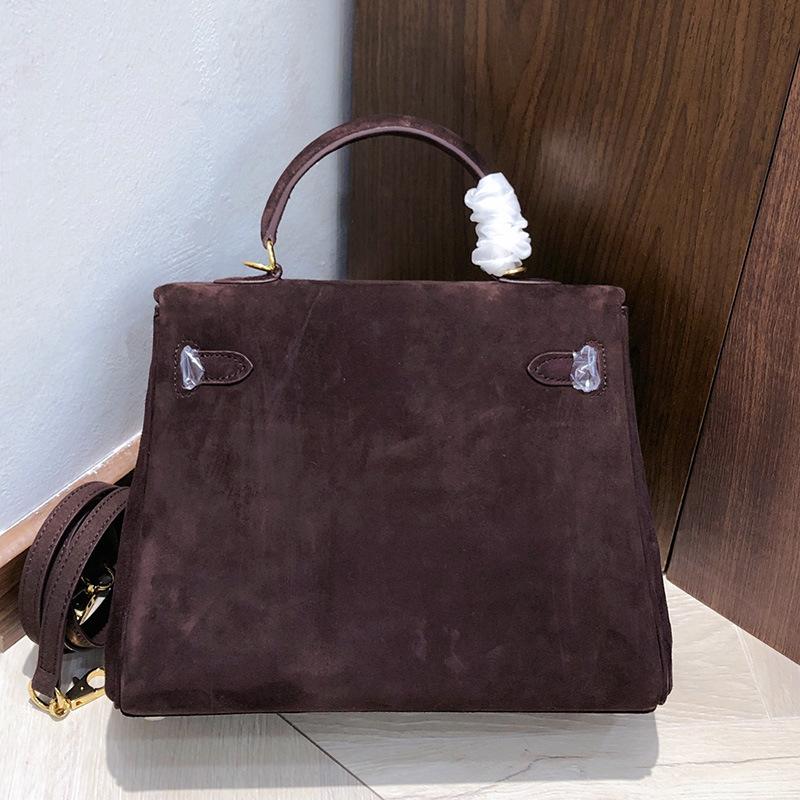 Autumn and Winter New First-layer Cowhide Suede Bag Genuine Leather Handbag Fringed Lock Commuter Shoulder Bag Women
