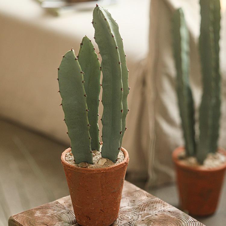 Three-Stem Artificial Cereus Bonsai for Indoor Decor