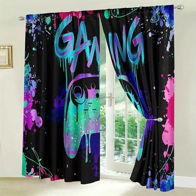 Vibrant game pattern printed curtains   bedroom and living room   home decoration   room decoration
