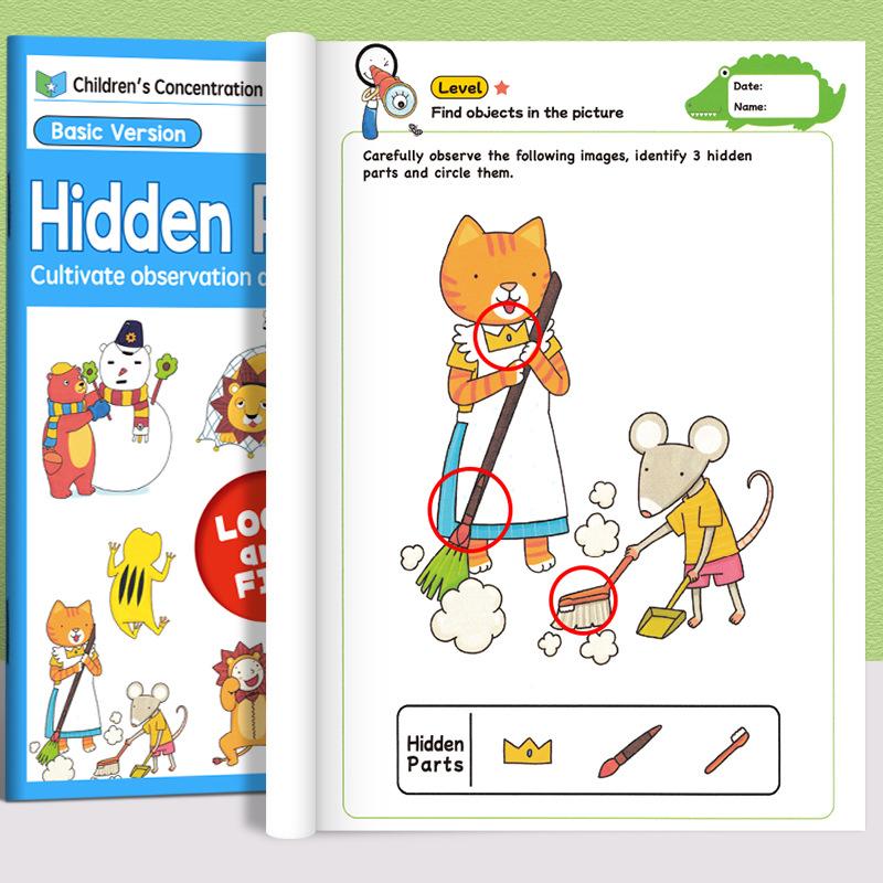 Non-Toxic Find Hidden Pictures Matching Game Montessori Kids Visual Tracking Concentration Trainting Early Educational Books Preschool Toy