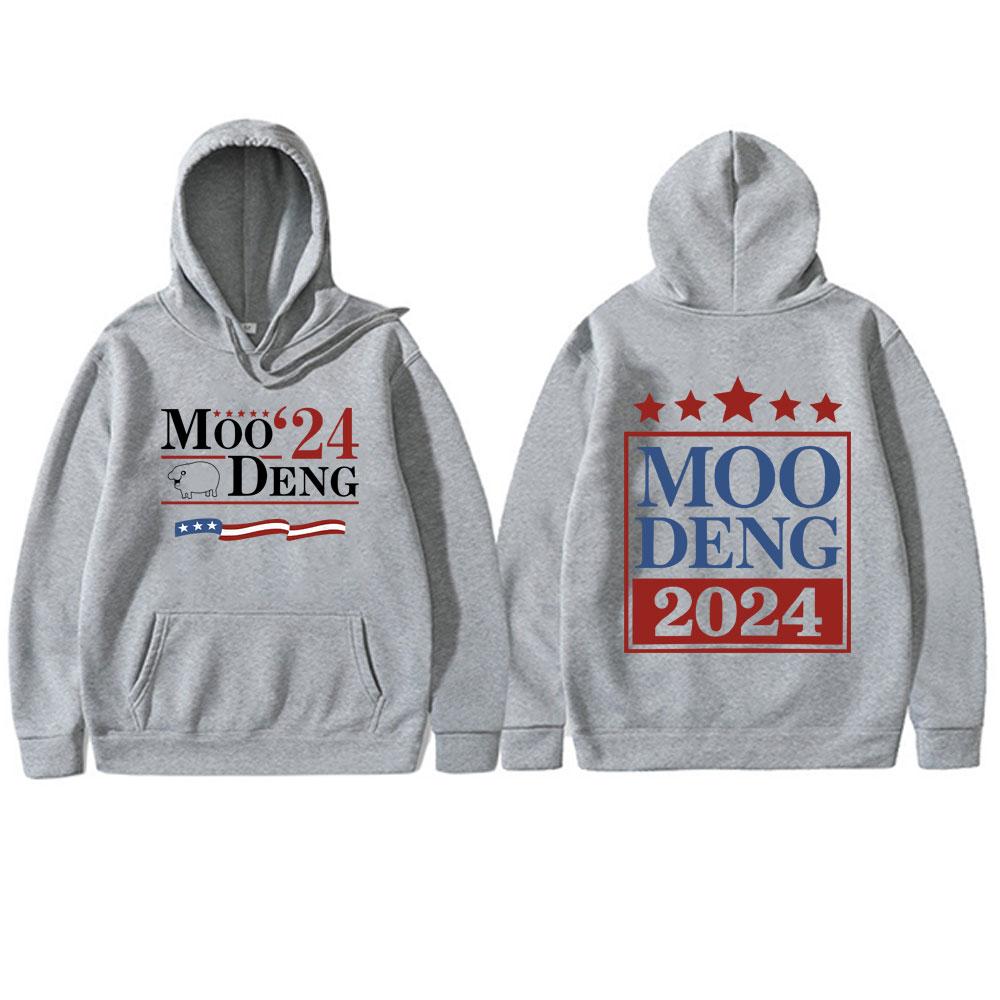 Baby Hippo Moo Deng Funny Meme Double Sided Print Hoodie Men Women Fashion Casual Hooded Tracksuit Male Oversized Fleece Hoodies