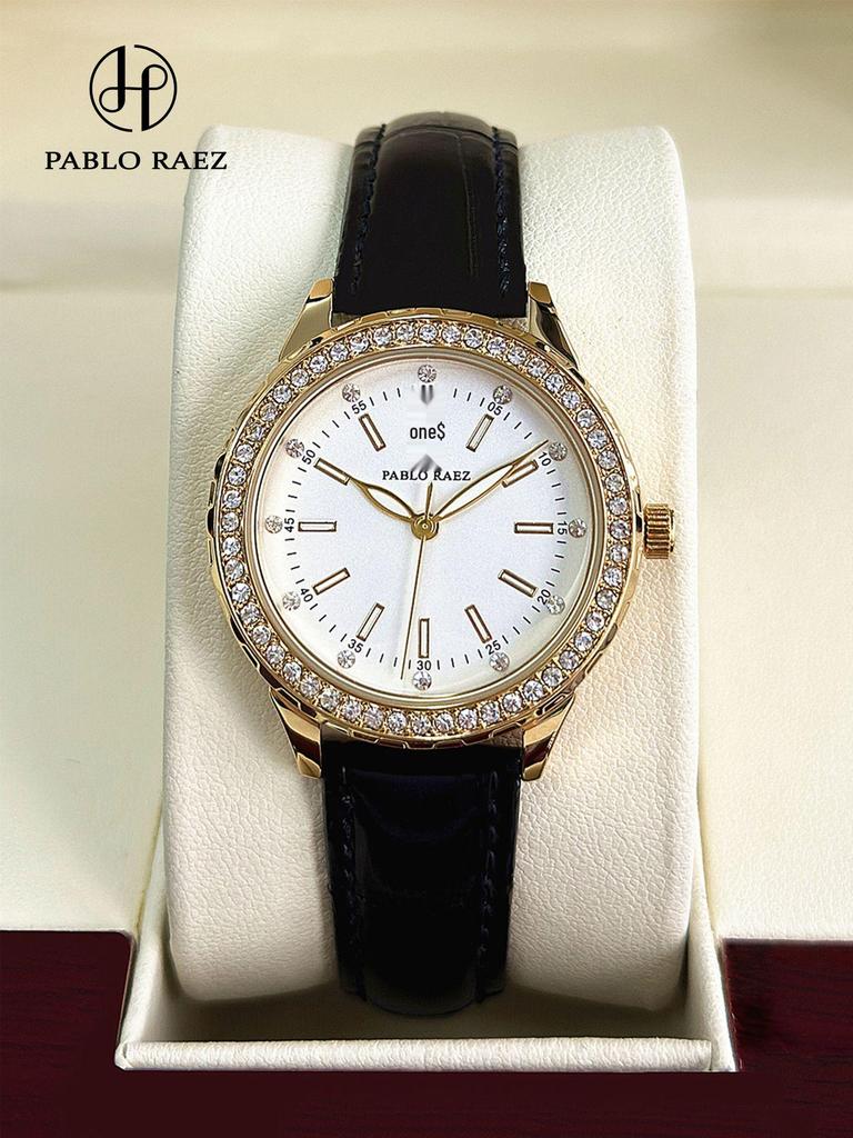 Pablo Raez Women's Luxury Gold Rhinestone Waterproof Wristwatch