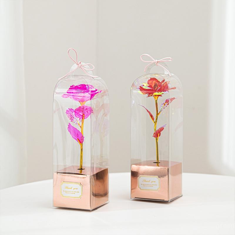 Golden Foil Rose Exquisite PVC Box Set Eternal Rose Flower Valentine's Day Surprise Gift Mother's Day Women's Day Gifts