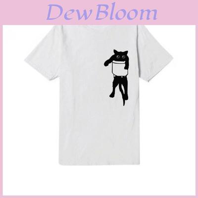 Elegant Women Solid Simple Cat T-shirt With Loose Short Sleeves For Casual Wear