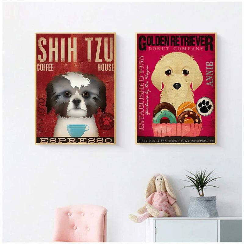 Westie Czarny Pies Art Kawy Dekoracje Ścienne Śliczny Plakat Zwierzęta Płótnie Malarstwo Home Decor Skandynawski Salon Dekoracji