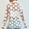 Black See-Through Blouse with 3D Circle Details