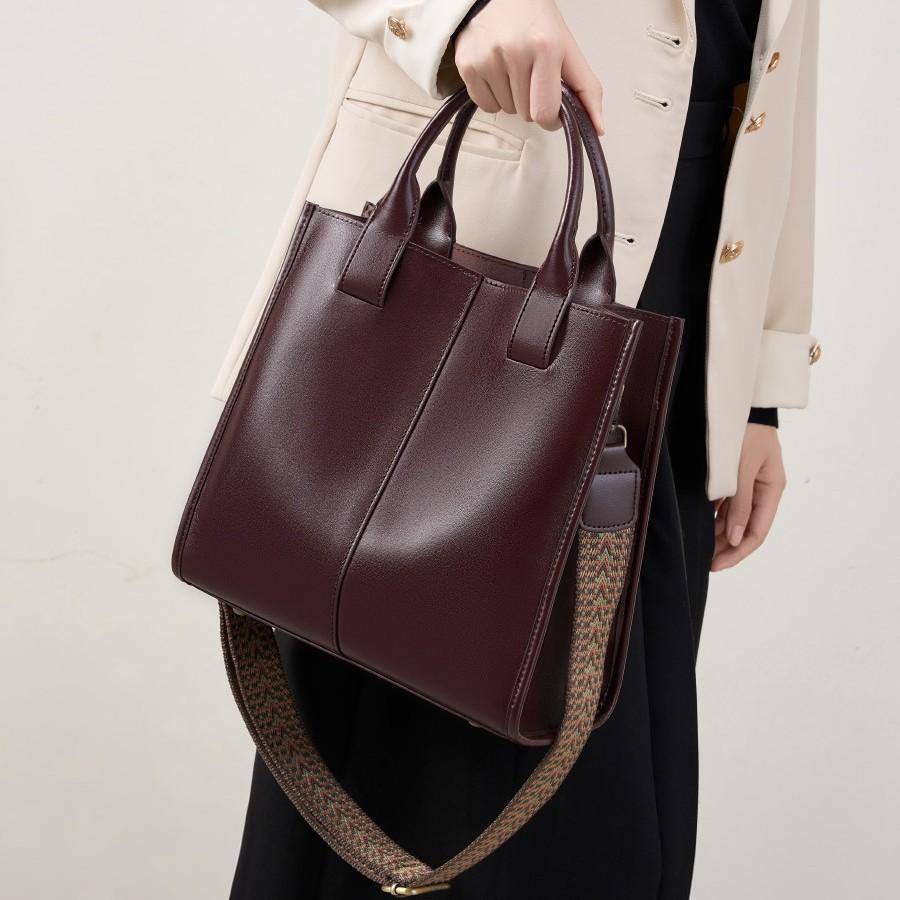 Women's tote bag 2025 new autumn and winter crossbody bag, large-capacity bucket shoulder handbag, genuine leather women's bag