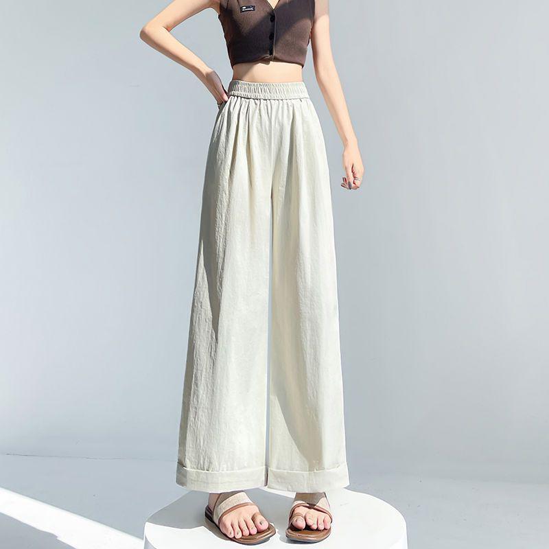 

2026 New Stylish Women s Petite Wide-Leg Summer Pants with Rolled-Up Cuffs M (100-110 jin)