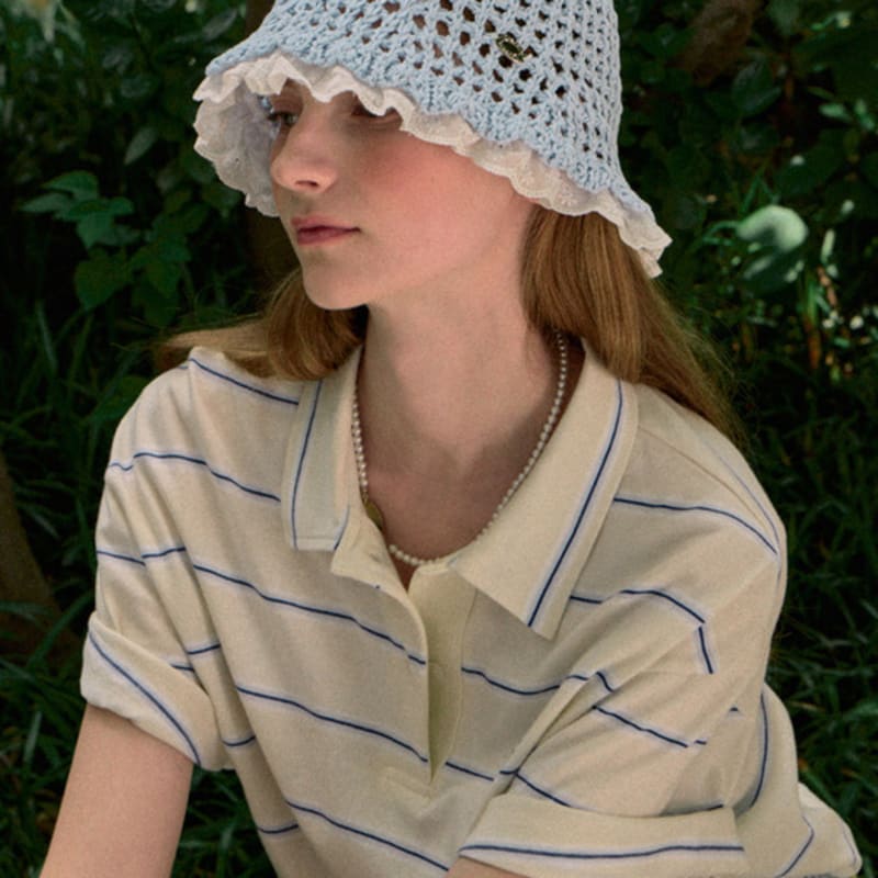 NONLOCAL Lace Knit Bucket Hat - Blue