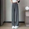 Women's High Rise Wide Leg Pants Loose Fit American Trend Drapey Straight Leg Pocket Polyester Casual Long Trousers
