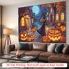 Party Backdrop Halloween Flat Spooky Witches Pumpkins Skeletons Hanging Round Photo Booth Decor Party Decor