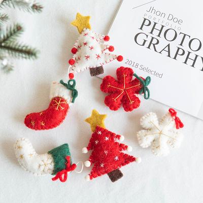 1/3Pcs Wool Felt Christmas Pendants Hand Sewing Felt Snowmen Xmas Tree Wreath Socks Gloves Hanging Ornaments Navidad Party Decor