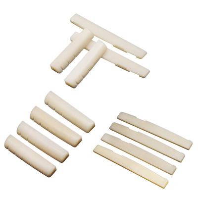 Bone Bridge Saddle and Nut, Set of 6 String Guitar Saddle and Nut, Guitar Replacement Part for Acoustic and Folk Guitar