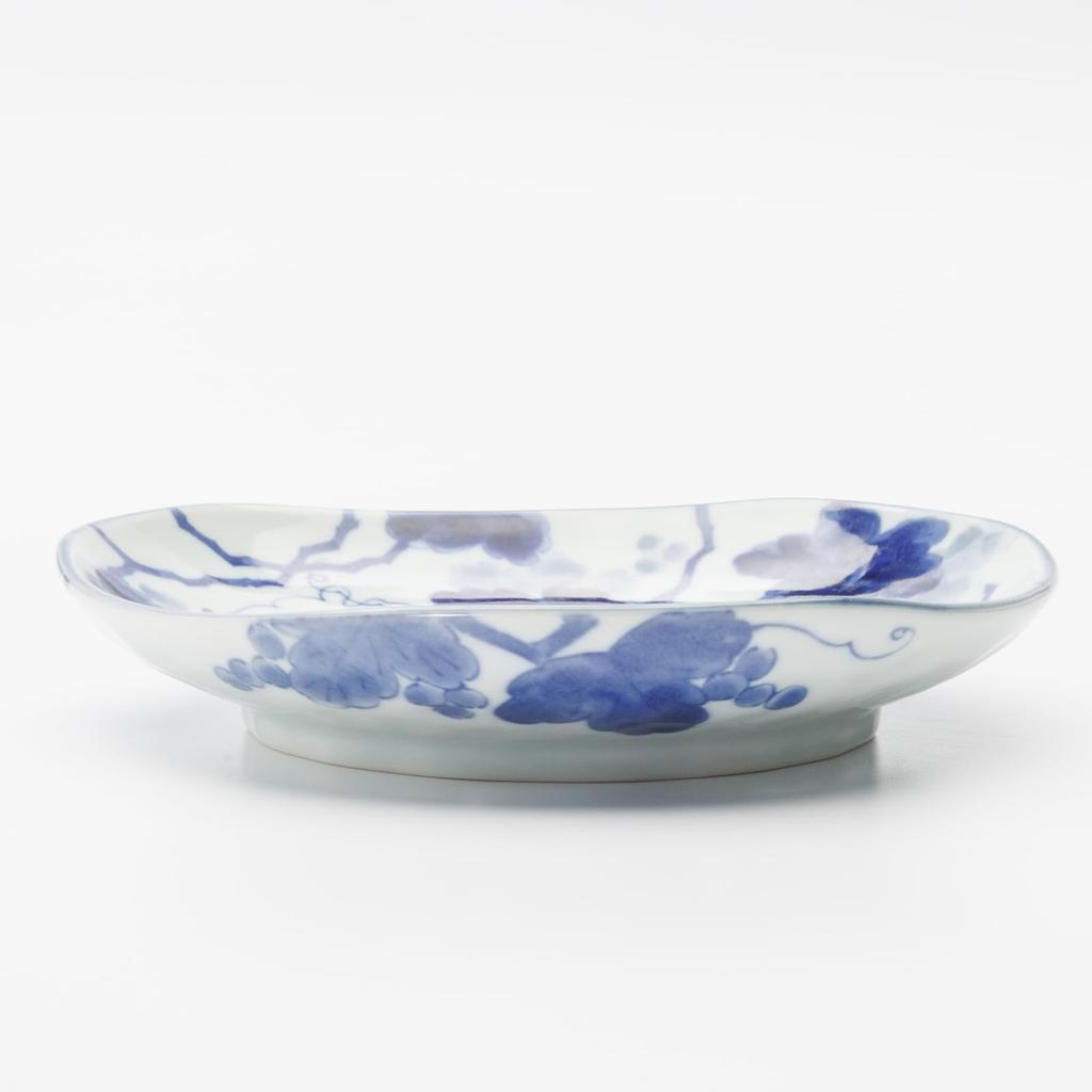 Mino Ware Dinnerware Set of Microwave and Dishwasher Made In Product Number 564601 "Indigo Grape" 5, 16.5cm Diameter, Safe, Japan,