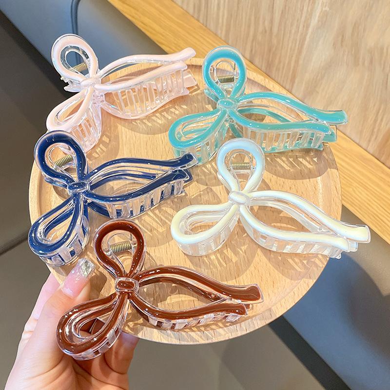 French Bow Knot Hair Clip Women Girl Large Jelly Color Acrylic Hairpin Fashion Hair Accessories