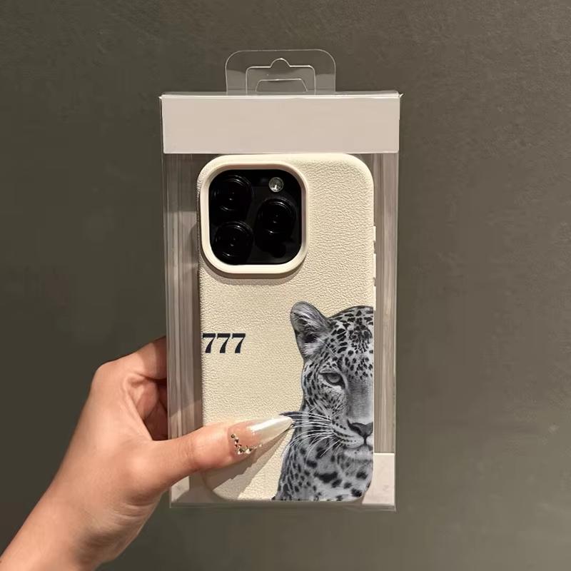 Stylische graue Leoparden-Ziffer 7 Digital Design Handyhülle für iPhone 17 16 Pro Max 15 14 13 12 11 7 8 Plus 16E 17Air XS X XR Hülle